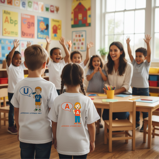 Camiseta infantil educativa Aprende leyendo U