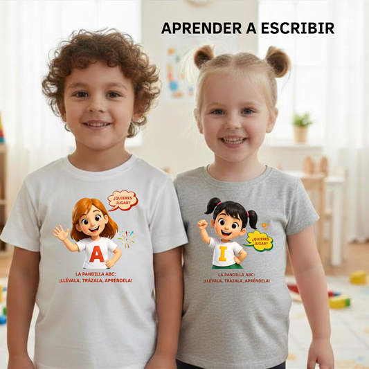 Camiseta infantil educativa Primeros trazos A
