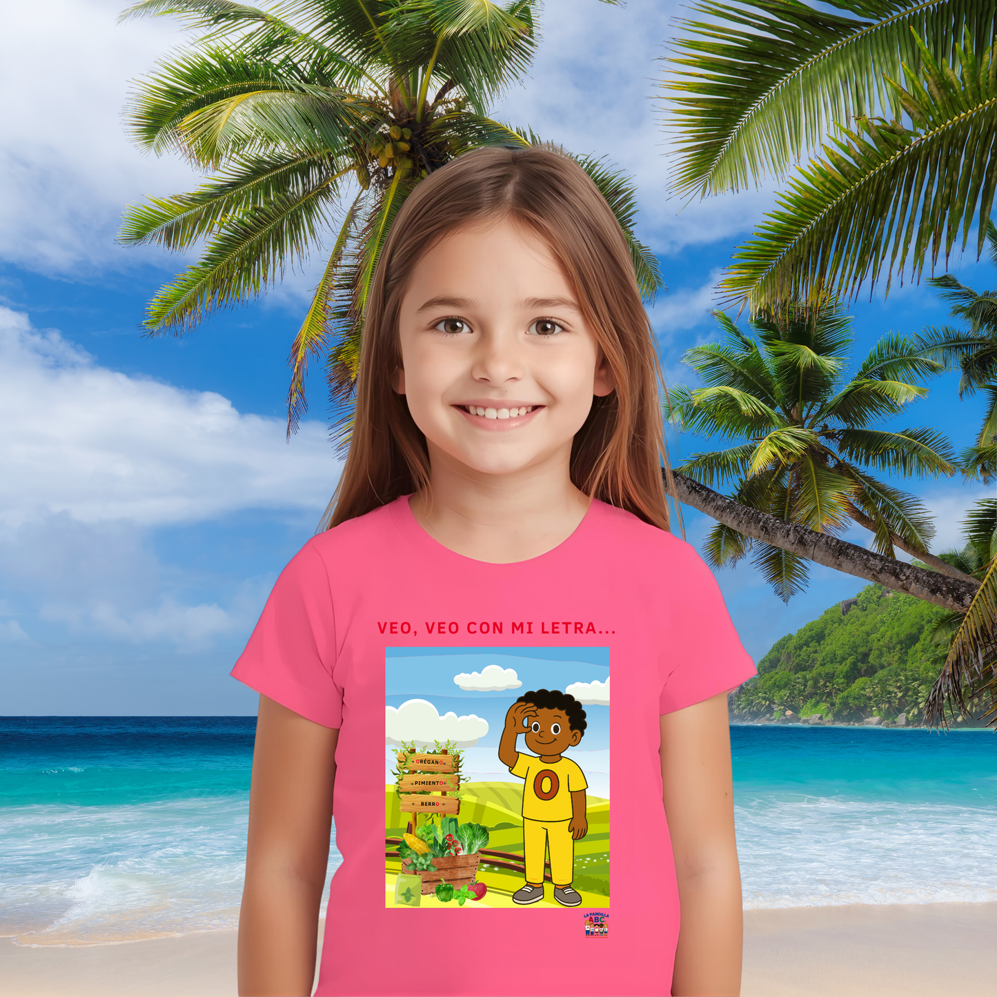 Camiseta infantil educativa Veo, veo con mi letra O