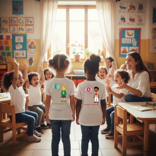 Camiseta infantil educativa Aprende leyendo O