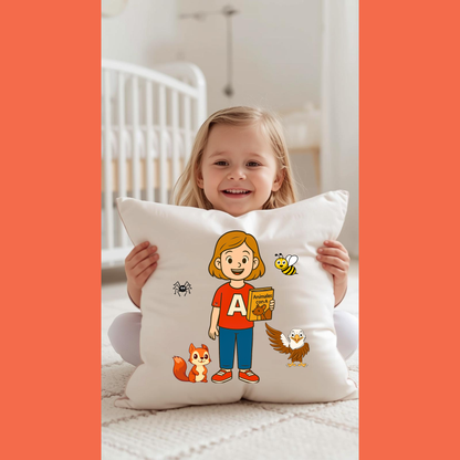 Funda de Cojín educativo Aprende el sonido A - Regalo especial de Ana