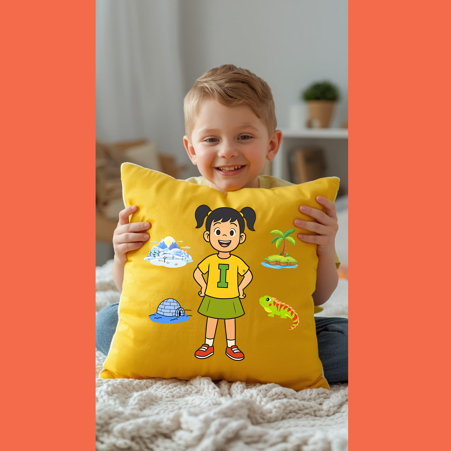 Funda de Cojín educativo Aprende el sonido I - Regalo especial de Iris