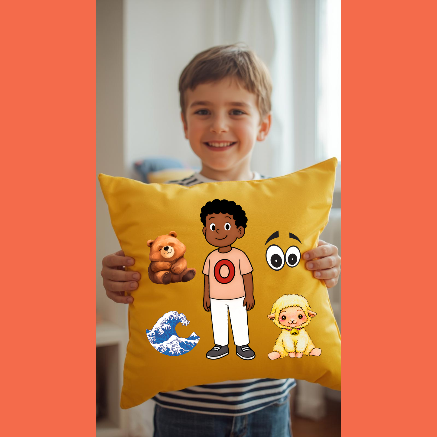 Funda de Cojín educativo Aprende el sonido O - Regalo especial de Orlando