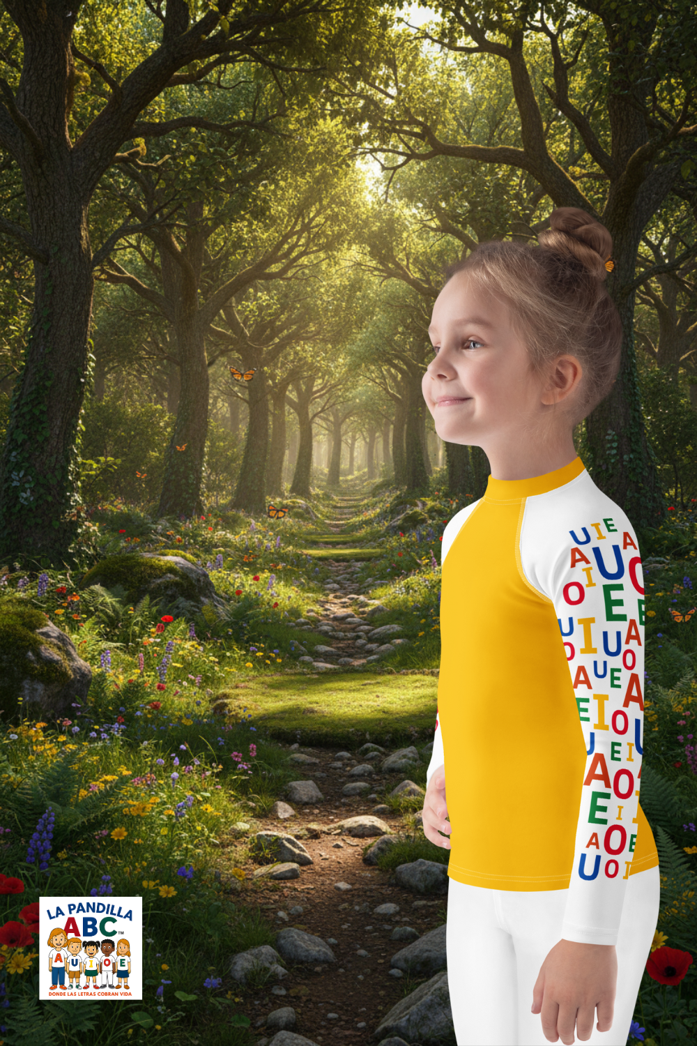 Camiseta compresión infantil Encuentra tu vocal favorita: I de iris