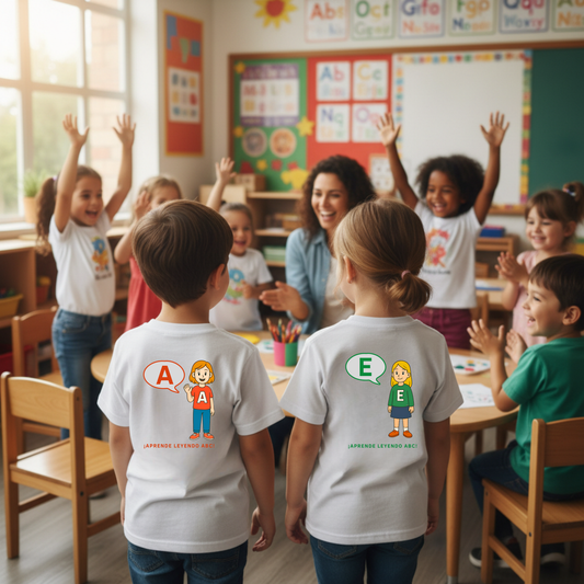 Camiseta infantil educativa Aprende leyendo E