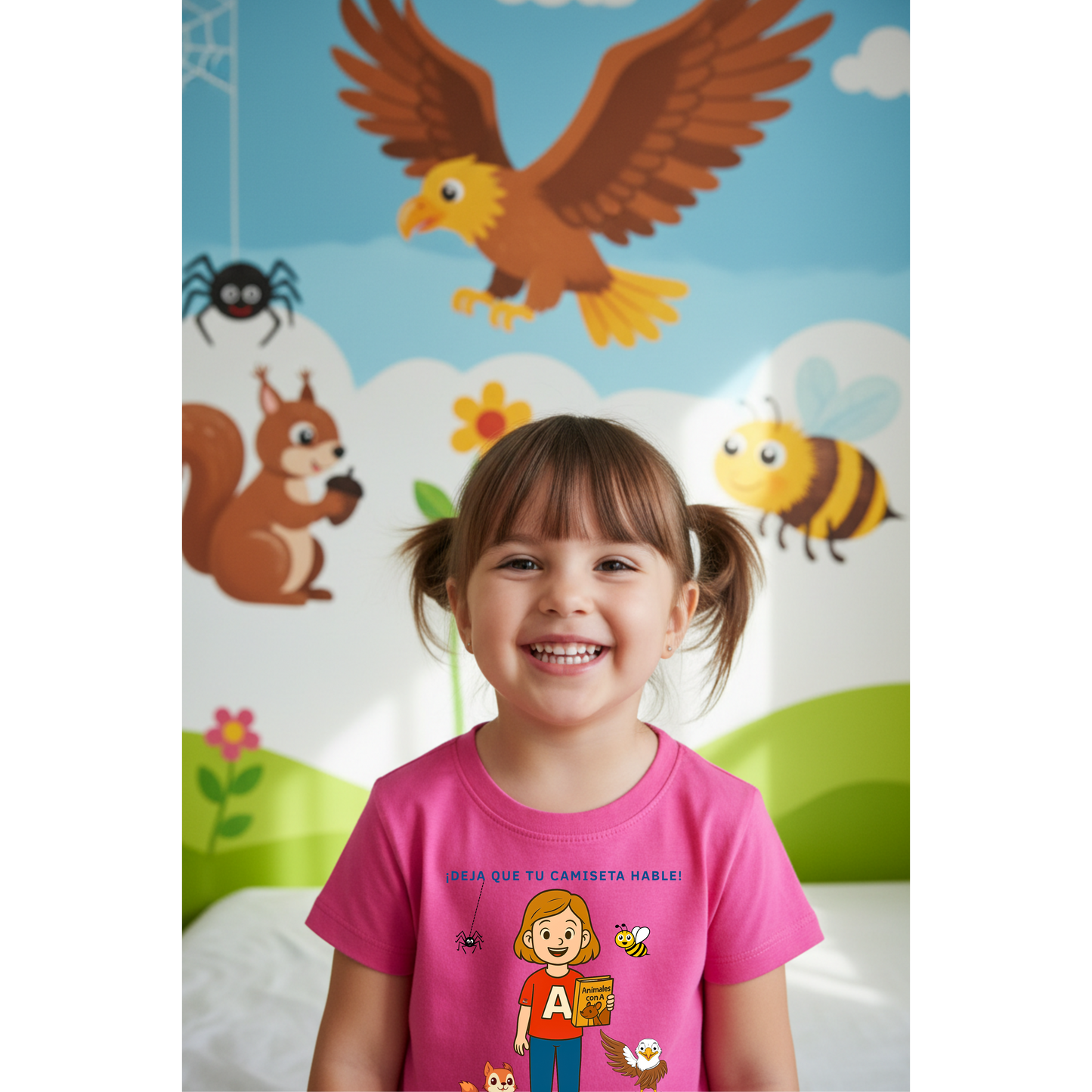 Camiseta infantil educativa – Aprende palabras con la letra A