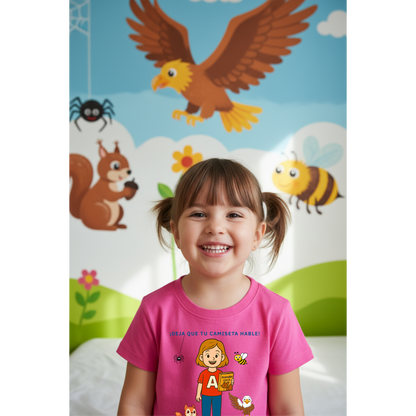Camiseta infantil educativa – Aprende palabras con la letra A