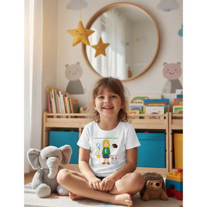 Camiseta infantil educativa Aprende palabras con la letra E