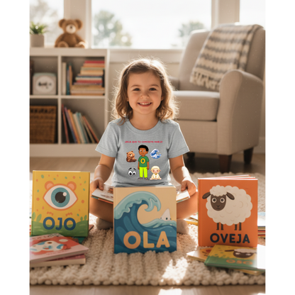 Camiseta infantil educativa Aprende palabras con la letra O
