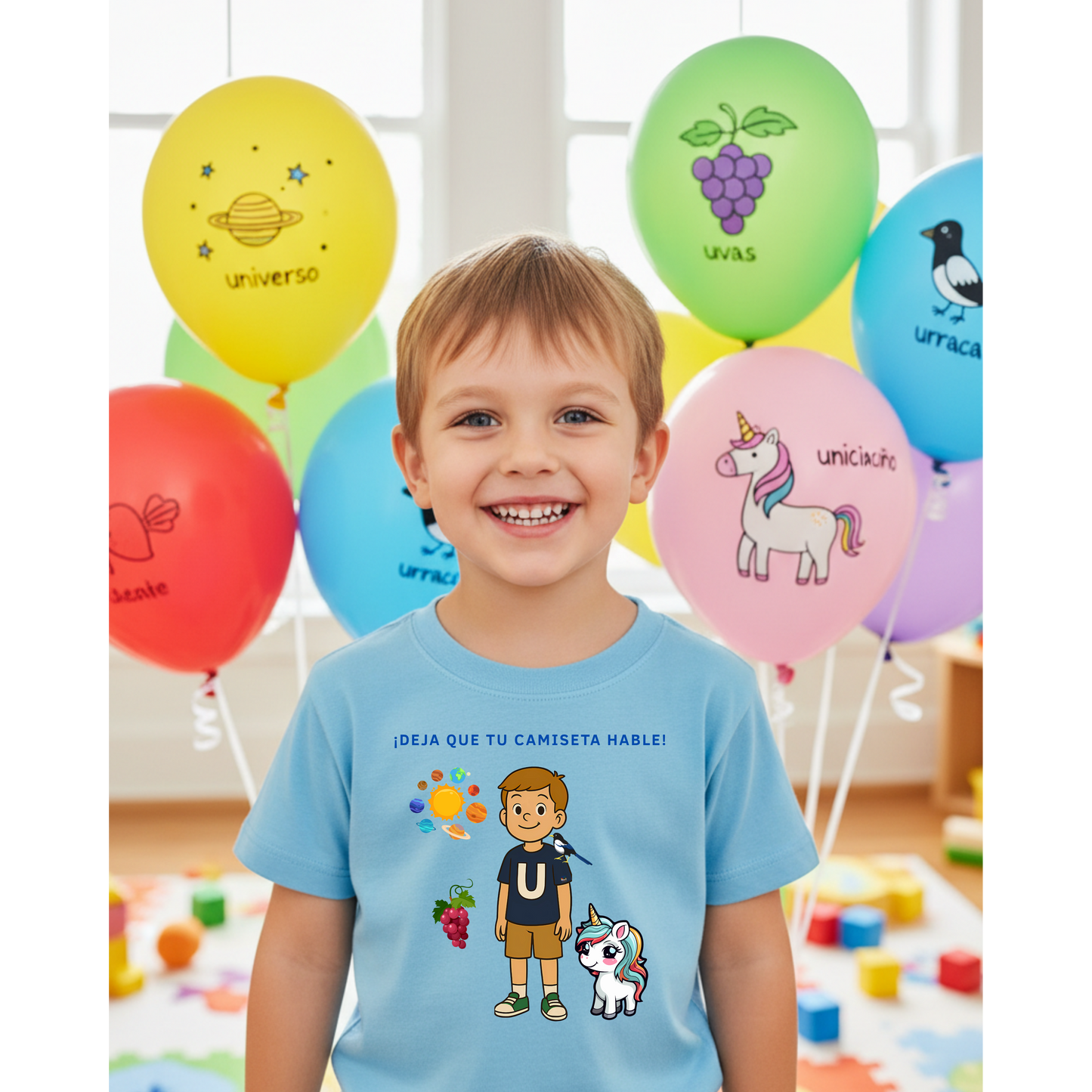 Camiseta infantil educativa - Aprende palabras con la letra U