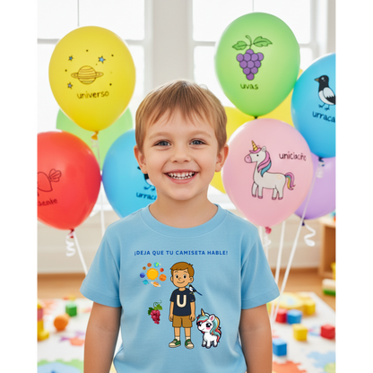 Camiseta infantil educativa - Aprende palabras con la letra U