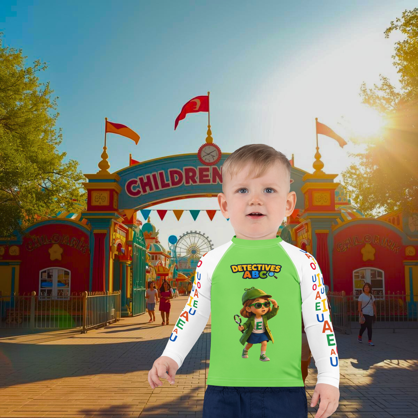 Camiseta compresión infantil Encuentra tu vocal favorita: E de Elena
