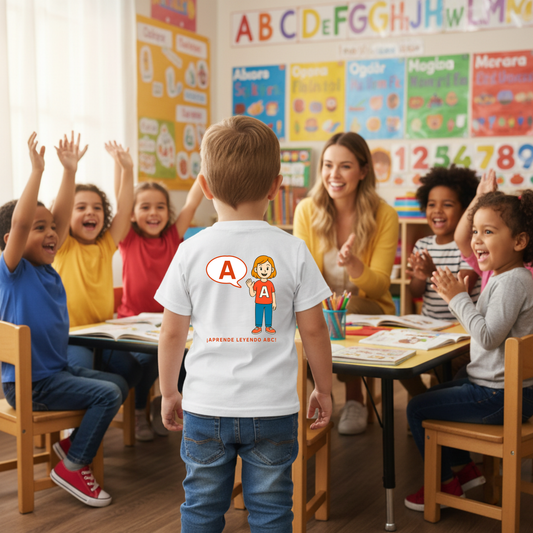 Camiseta infantil educativa Aprende leyendo A