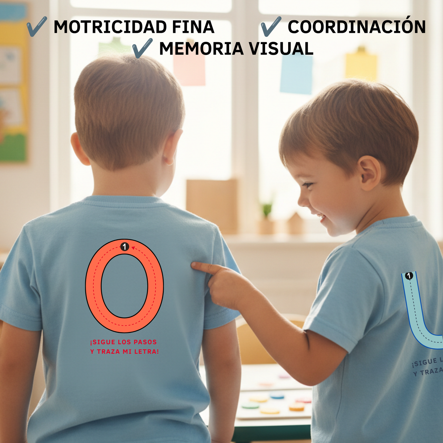 Camiseta infantil educativa Primeros trazos O