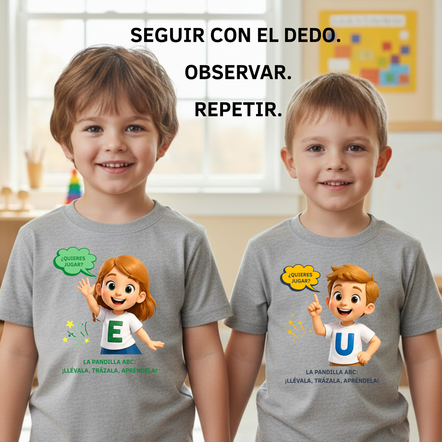 Camiseta infantil educativa Primeros trazos U