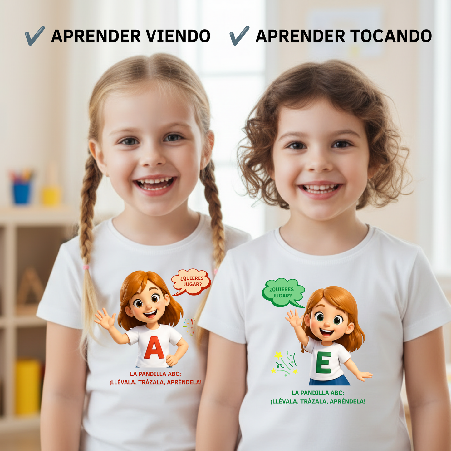 Camiseta infantil educativa Primeros trazos E
