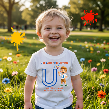 Camiseta infantil educativa U de Ulises – Explora la letra U y el universo