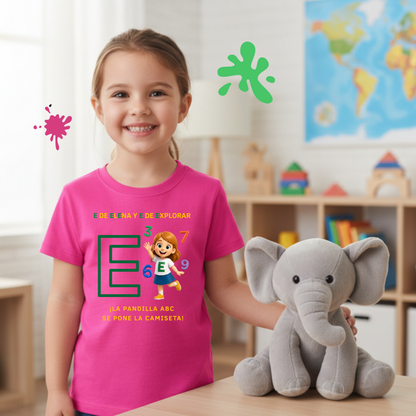 Camiseta infantil educativa E de Elena – Explora y aprende la letra E