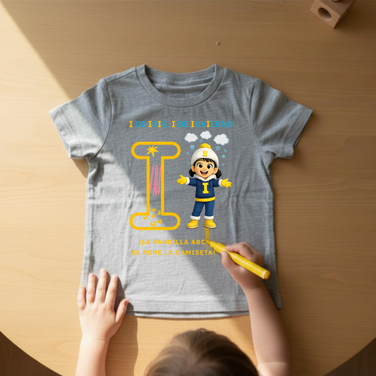 Camiseta infantil educativa I de Iris – Aprende la letra I con el invierno, la imaginación y la amistad