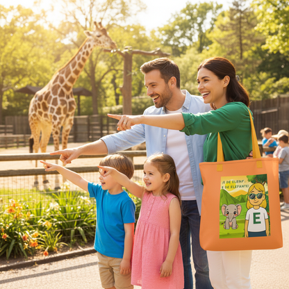 Familia en el zoo con bolsa E