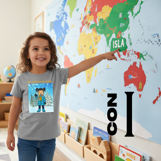 Camiseta infantil educativa Veo, veo con mi letra I