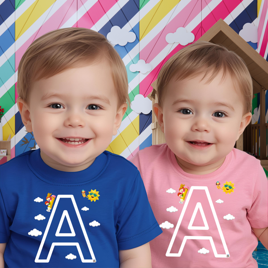 Camiseta infantil educativa bebé Crece con La Pandilla ABC-A