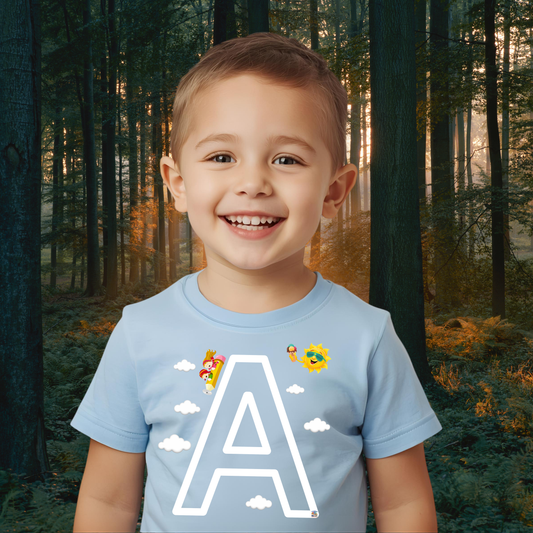 Camiseta infantil educativa bebé Crece con La Pandilla ABC-A