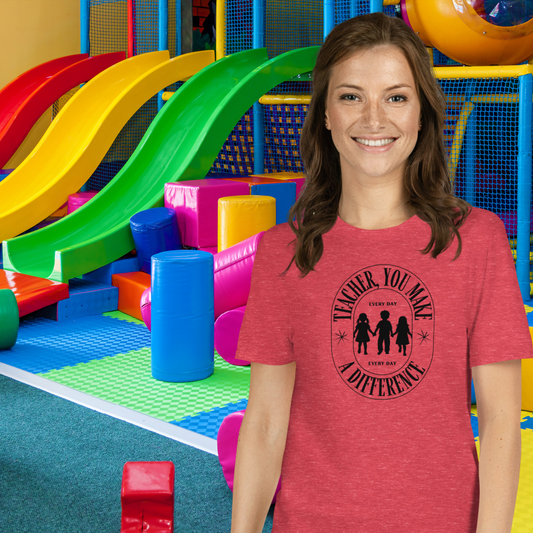 Camiseta adultos unisex “Teacher, you make a difference every day” / logo negro
