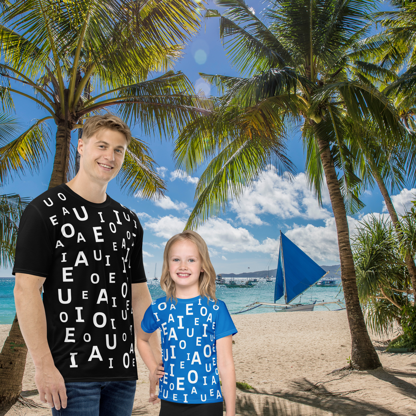 Camiseta Hombre La Pandilla ABC – A Juego con Peques | Diseño Educativo Verano | versión color negro