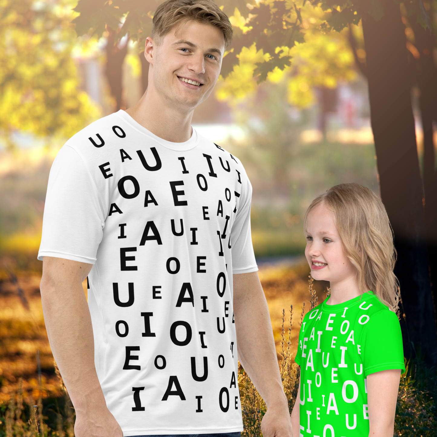 Camiseta Hombre La Pandilla ABC – A Juego con Peques | Diseño Educativo Verano | versión color blanco