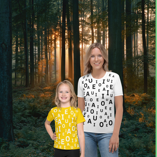 Camiseta Mujer La Pandilla ABC – A Juego con Peques | Diseño Educativo Verano | versión color blanco