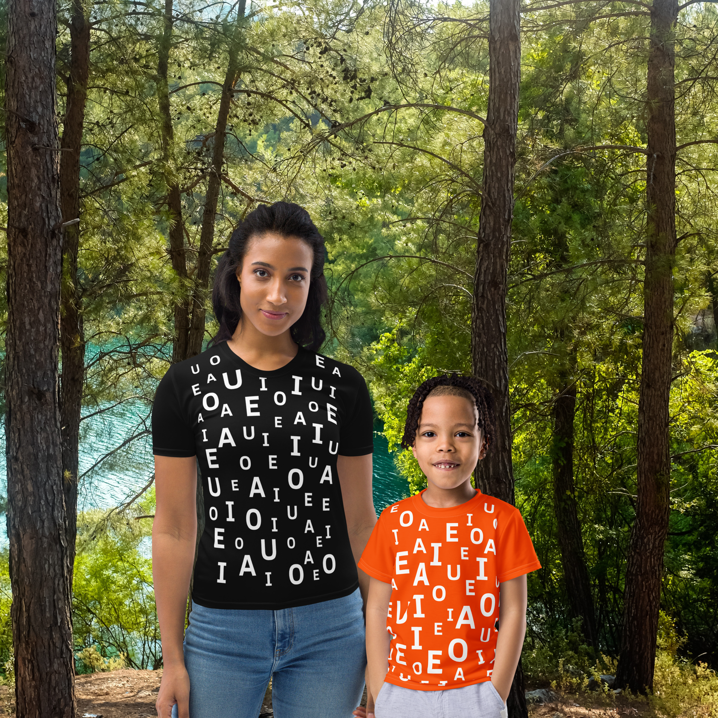 Camiseta Mujer La Pandilla ABC – A Juego con Peques | Diseño Educativo Verano | versión color negro