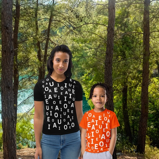 Camiseta Mujer La Pandilla ABC – A Juego con Peques | Diseño Educativo Verano | versión color negro