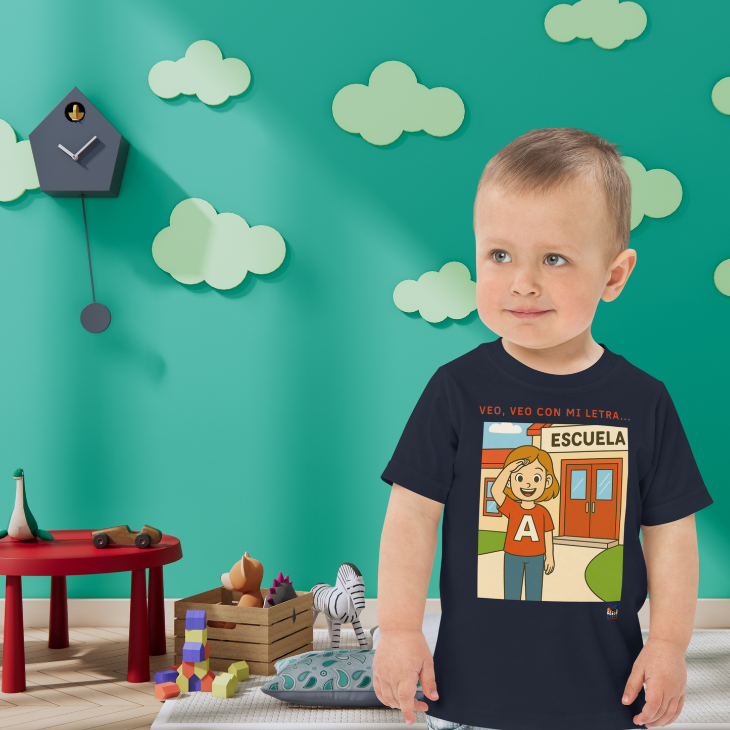 Educational children's T-shirt - I spy with my letter A 