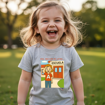 Educational children's T-shirt - I spy with my letter A 