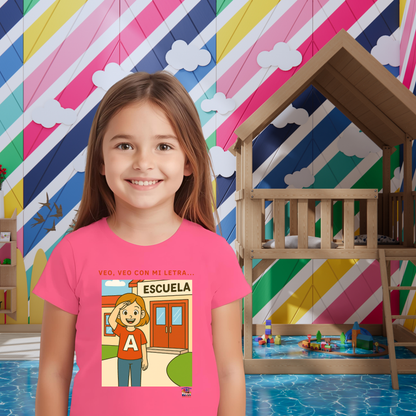 Educational children's T-shirt - I spy with my letter A 