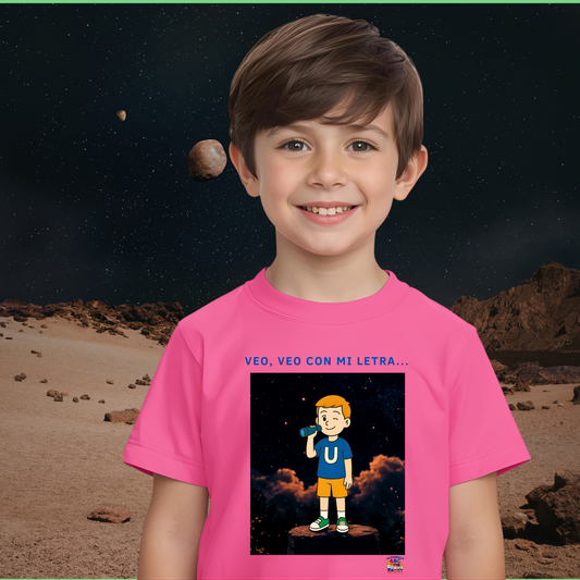 Camiseta infantil educativa Veo, veo con mi letra U