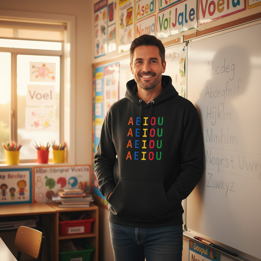 Profe con sudadera AEIOU
